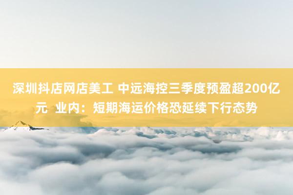 深圳抖店网店美工 中远海控三季度预盈超200亿元  业内：短期海运价格恐延续下行态势